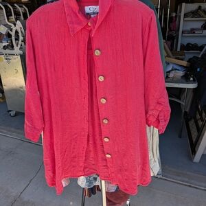 CZ Cover-Ups Pink Cotton Shirt